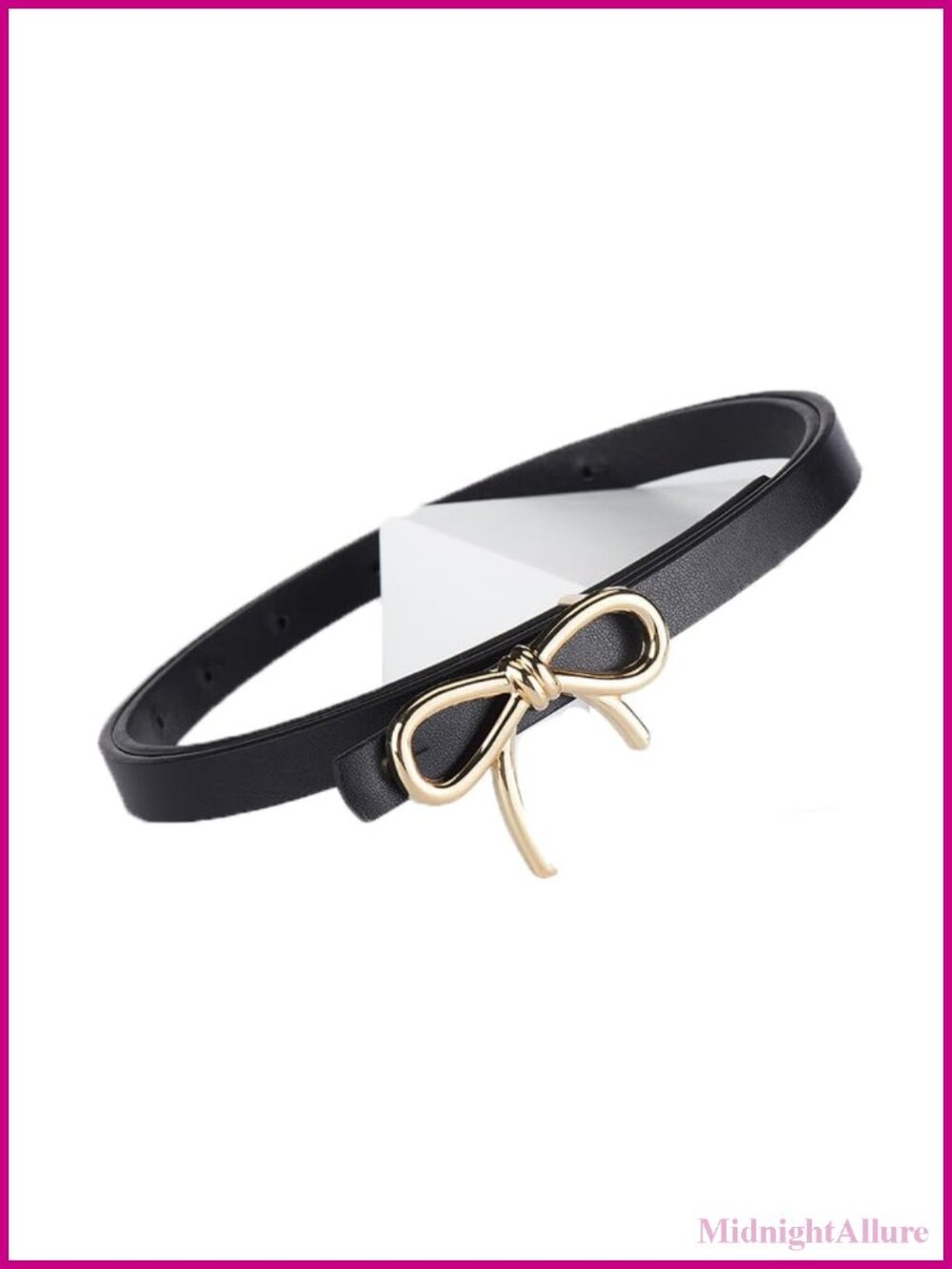 Skinny Leather Belt with Gold Bow Knot Buckle for Dresses Jeans Pants